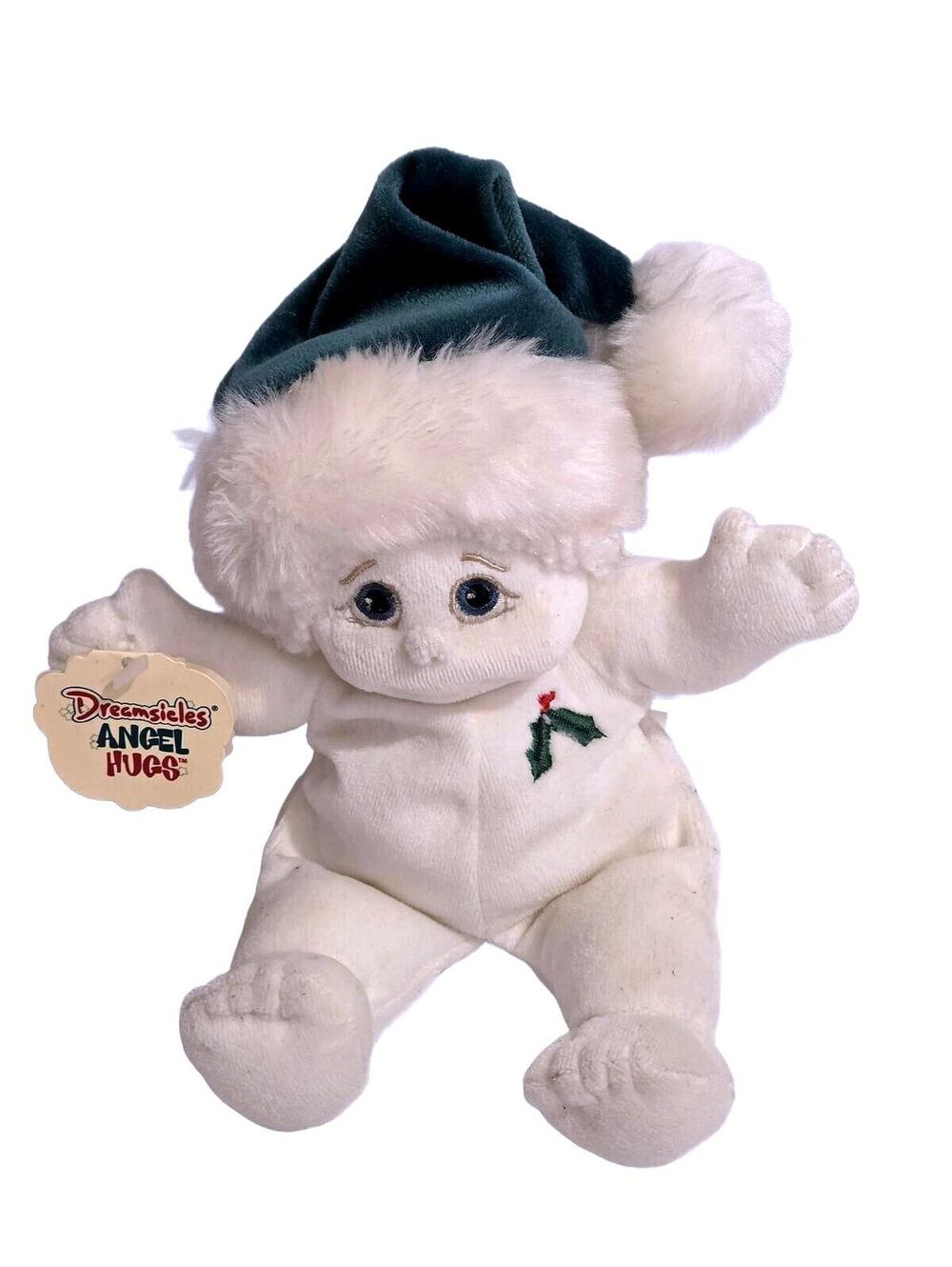VTG 1998 Dreamsicles Angel Hugs Holly Christmas Plush 8" Cherub Angel w/ Tag